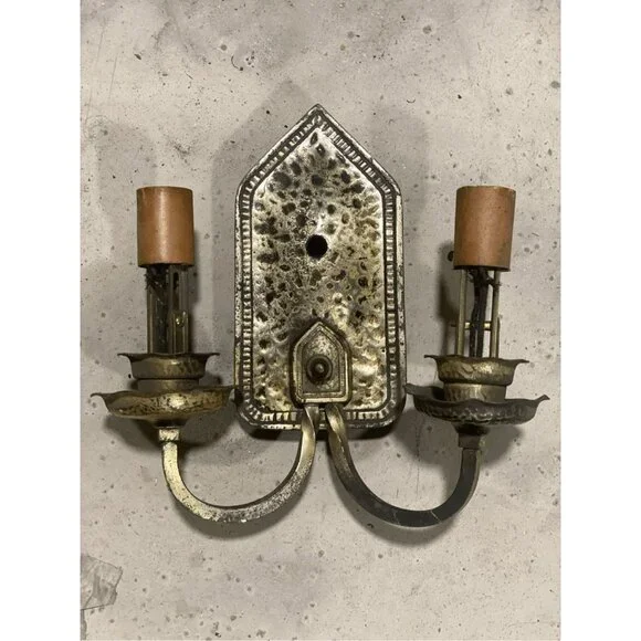 Antique Tudor 2 Light Wall Sconce Hanmered Gothic Style for repair